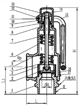 A28W Male Threaded Brass Safety Valveconstructral diagram